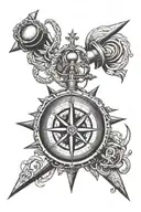 compass and anchor intertwined tattoo design idea