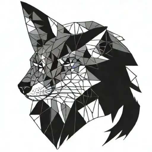 geometric fox and owl tattoo design idea