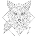 geometric fox and owl tattoo design idea