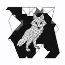 geometric fox and owl tattoo design idea