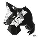 geometric fox and owl tattoo design idea