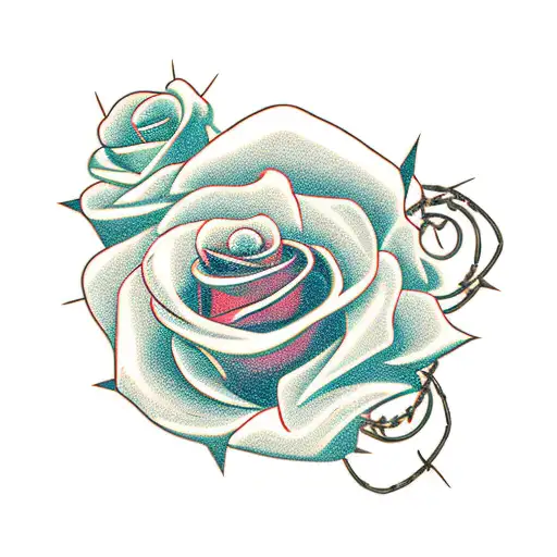 MAMA TRIED western letters with roses with barbed wire stem tattoo design idea