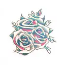 "MAMA TRIED" western letters with roses with barbed wire stem tattoo design idea