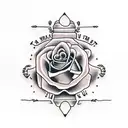 "MAMA TRIED" western letters with roses with barbed wire stem tattoo design idea