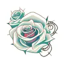 MAMA TRIED western letters with roses with barbed wire stem tattoo design idea