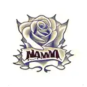 MAMA TRIED western letters with roses with barbed wire stem tattoo design idea