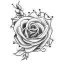 MAMA TRIED western letters with roses with barbed wire stem tattoo design idea