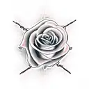 MAMA TRIED western letters with roses with barbed wire stem tattoo design idea