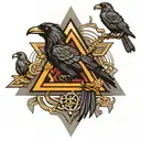 Ravens valknut triangles Zeus Thor Japanese samurai warrior tattoo design idea