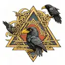 Ravens valknut triangles Zeus Thor Japanese samurai warrior tattoo design idea