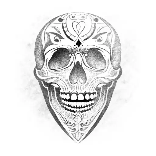 BLACK SKULL OPEN JAW tattoo design idea