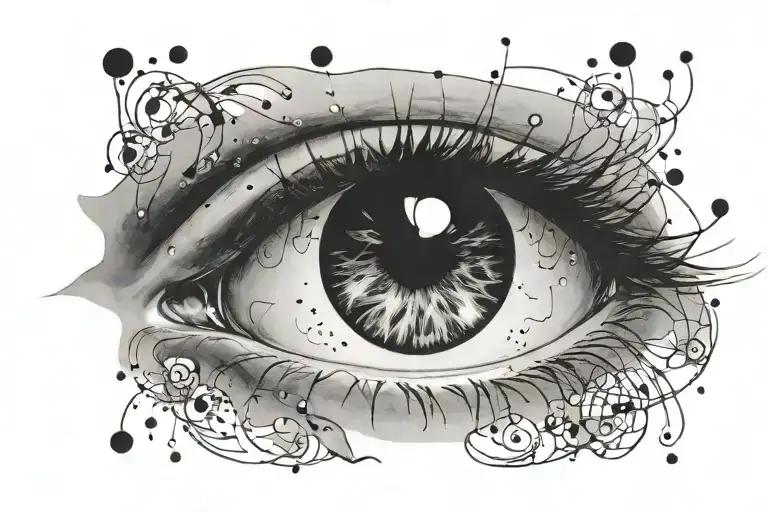 An eye with a Leo constellation in it tattoo design idea