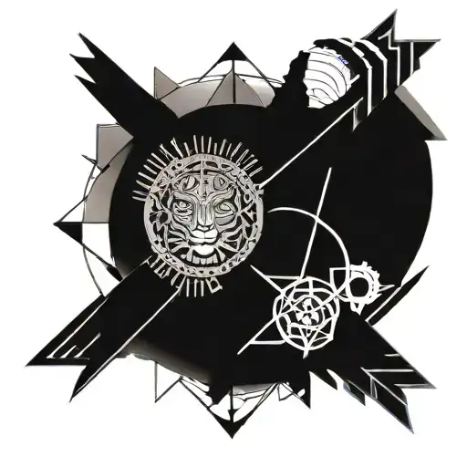 Esoteric mandela with eyes and engineering symbols tattoo design idea