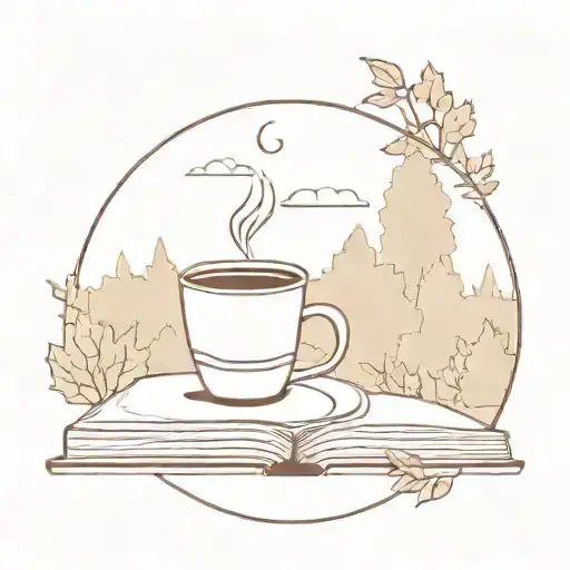 coffee books autumn scene tattoo design idea