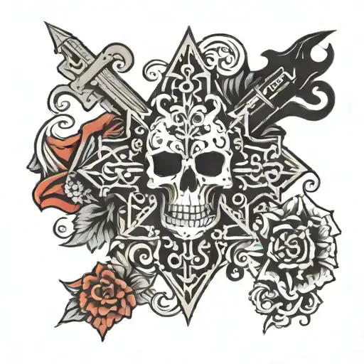 Basque cross metal aperitif tattoo design idea