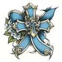 cross with blue ribbon  tattoo design idea