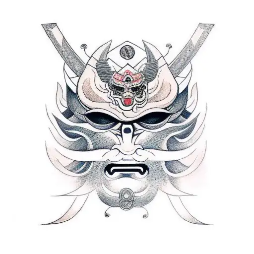 omni mask on a katana tattoo design idea