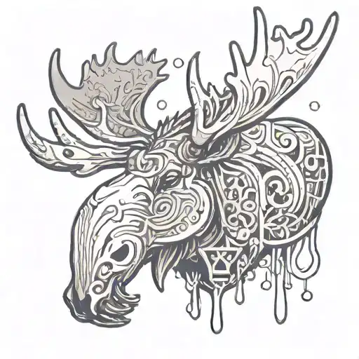 moose with tiny legs giant head  tattoo design idea