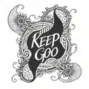 the phrase "keep a go" on my inner forearm left side make it more bio mechanical  tattoo design idea
