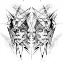 Blackout cyberpunk sleeve tattoo design idea