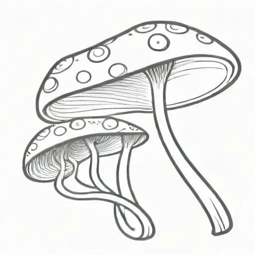 a psycadelic musroom with a swirly stem. all black and white.   tattoo design idea