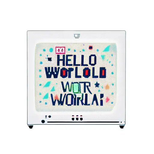 Computer monitor with "Hello World" written in it tattoo design idea