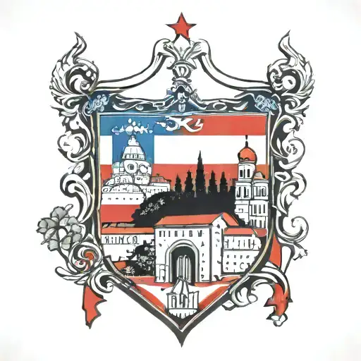 Croatian flag with Croatian city keep of Dubrobrovnik  tattoo design idea