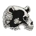 bear skull in half human skull tattoo design idea