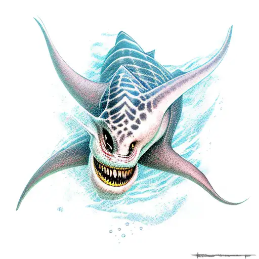 underwater predator vs prey  tattoo design idea