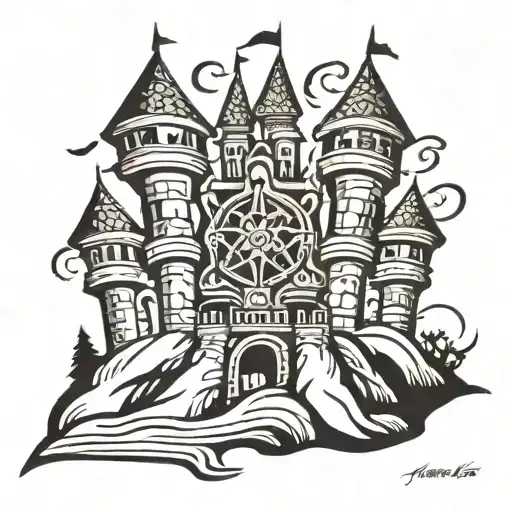 tribal castles sand tunder power wind tattoo design idea