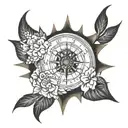 A compass rose intertwined with a watch, symbolizing the importance of valuing time and always being guided by it tattoo design idea