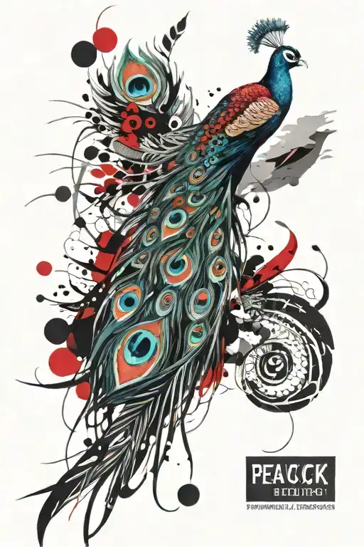 Peacock feather intertwined tattoo design idea