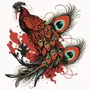 Peacock feather intertwined tattoo design idea