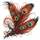 Peacock feather intertwined tattoo design idea