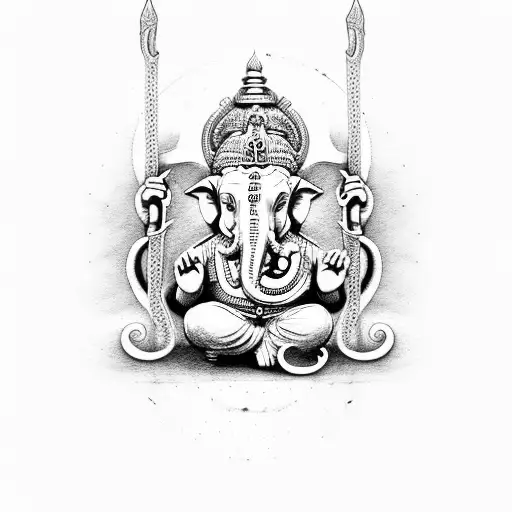 ganesha with norse mythology strength symbol  tattoo design idea