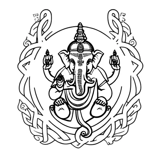 ganesha with norse mythology strength symbol  tattoo design idea