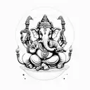 ganesha with strength symbol  tattoo design idea