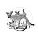 compare with the year 2012 worked in and overlaying a map of Queensland, Australia with a kangaroo and an emu worked in  tattoo design idea