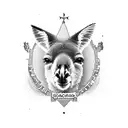 compare with the year 2012 worked in and overlaying a map of Queensland, Australia with a kangaroo and an emu worked in  tattoo design idea