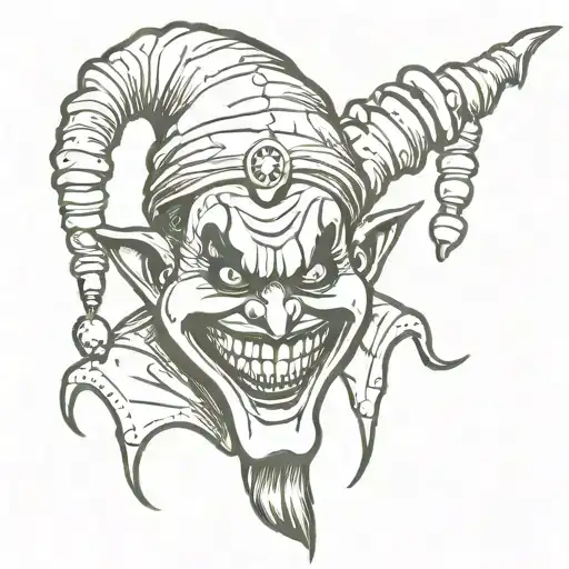 evil jester tattoo design idea
