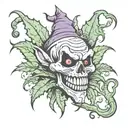 evil jester weed tattoo design idea