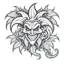 evil jester weed tattoo design idea