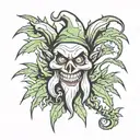 evil jester weed tattoo design idea