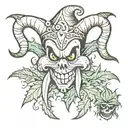 evil jester weed tattoo design idea