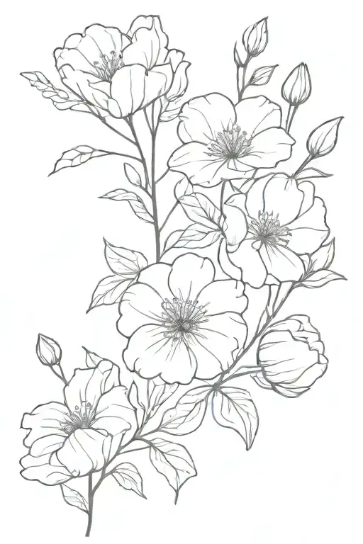 March, May, June, September, October and December birth flowers tattoo design idea