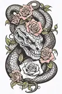 shoulder: snake and roses tattoo design idea
