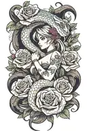 shoulder: snake and roses tattoo design idea