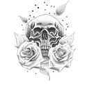 skull with rose future simple tattoo design idea