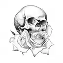 skull with rose future simple tattoo design idea