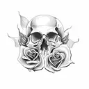 skull with rose future simple tattoo design idea